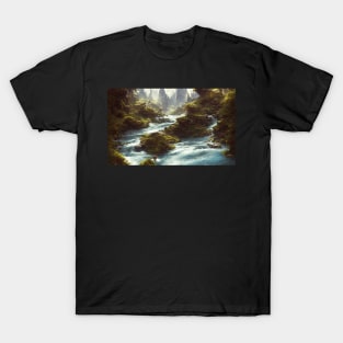 Drawing Mountain River Landscape T-Shirt